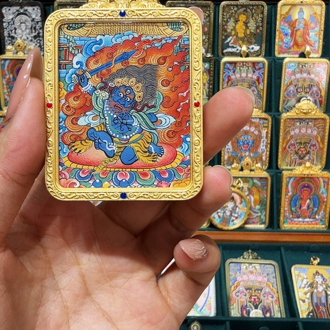 咖***甜吊坠热贡纯手绘唐卡非遗文化
