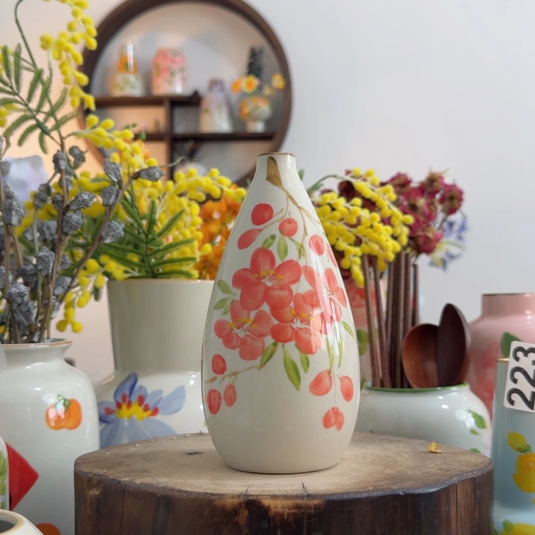 摆件景德镇手绘陶瓷花瓶摆件无孔