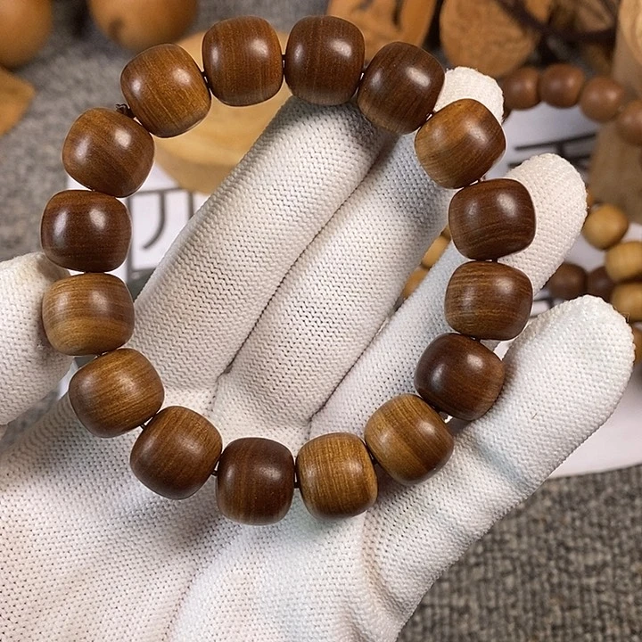 檀香木手串/手链老山檀香黑肉满纹13/14老型珠沉水