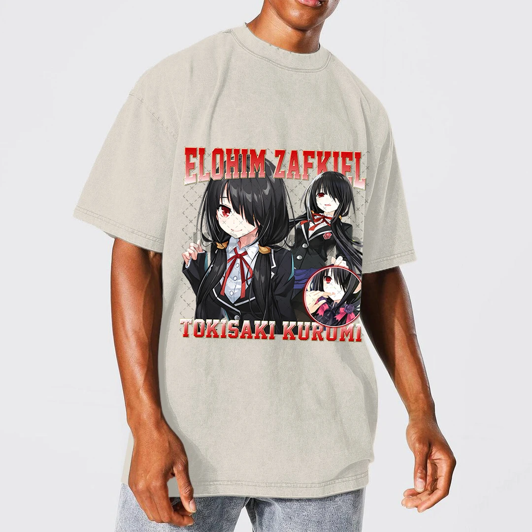 龟星球约会大作战时崎狂三男短袖T恤潮牌ins中性风oversize