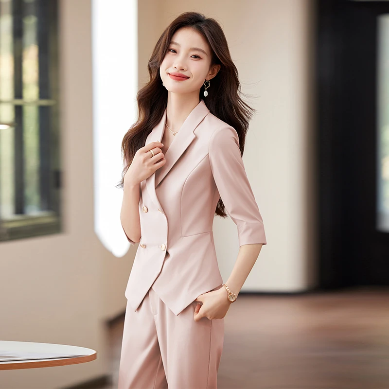 春夏七分袖气质时尚女修身套装薄款女神范韩版名媛中袖