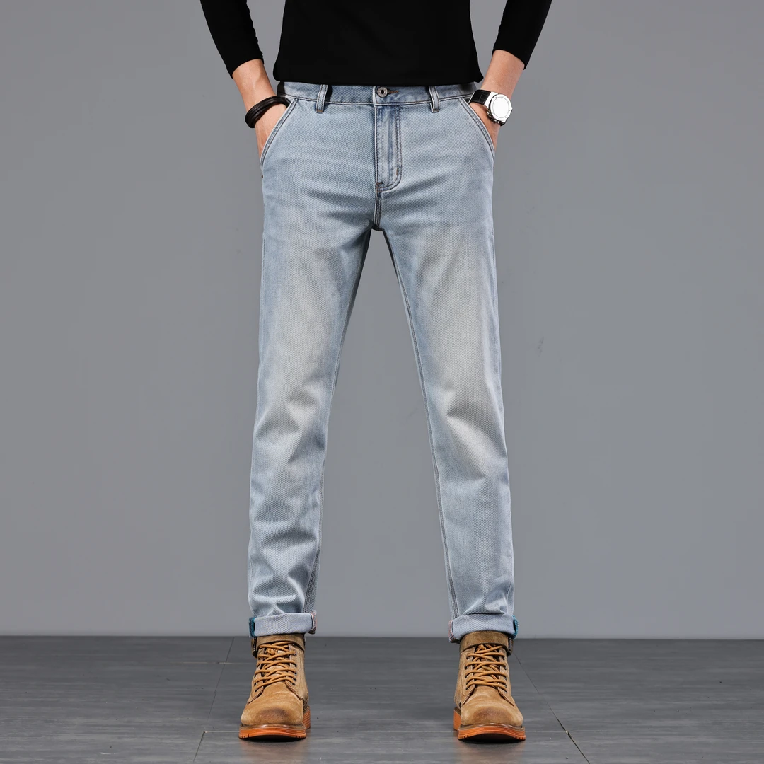 春夏新款大牛男士潮流美式牛仔裤百搭修身时尚休闲棉氨弹力牛仔裤