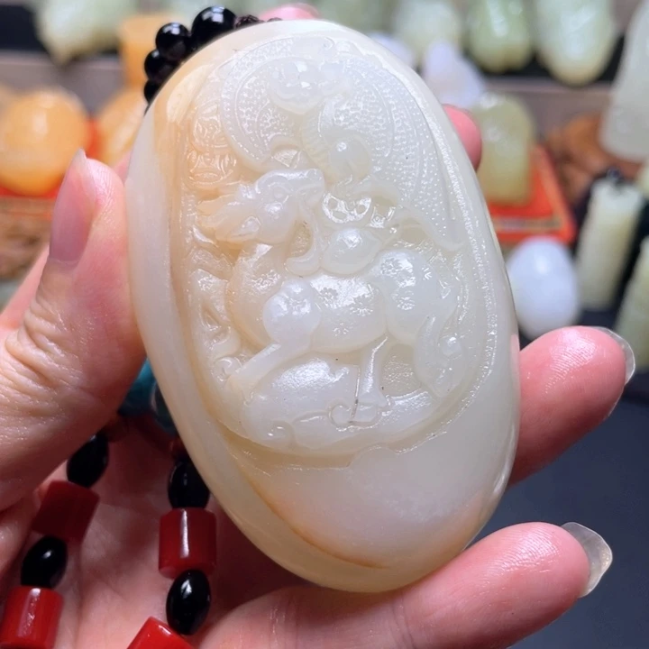 石材方解石手把件