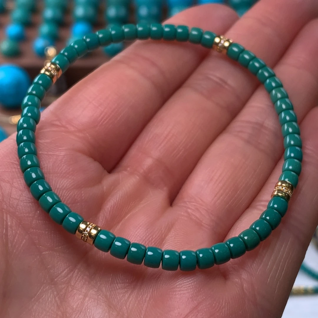 绿松石手串18K金镶嵌