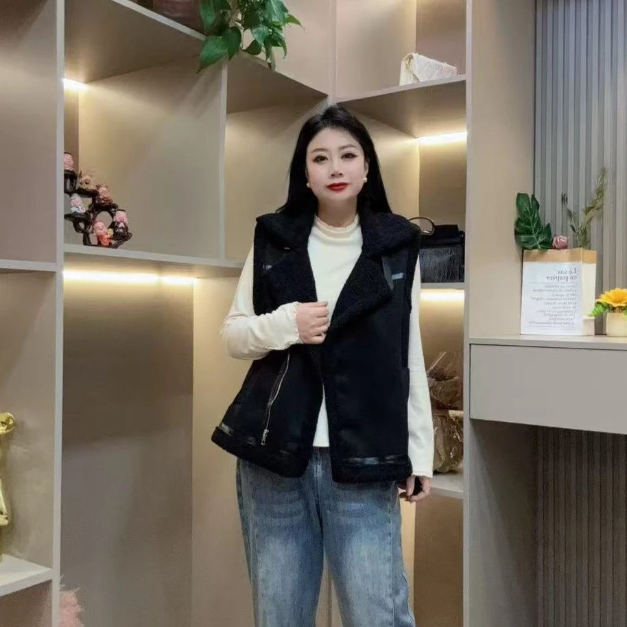 冬季马甲-甜 5156时尚休闲潮流翻领拉链设计款胖MM大码女装新款