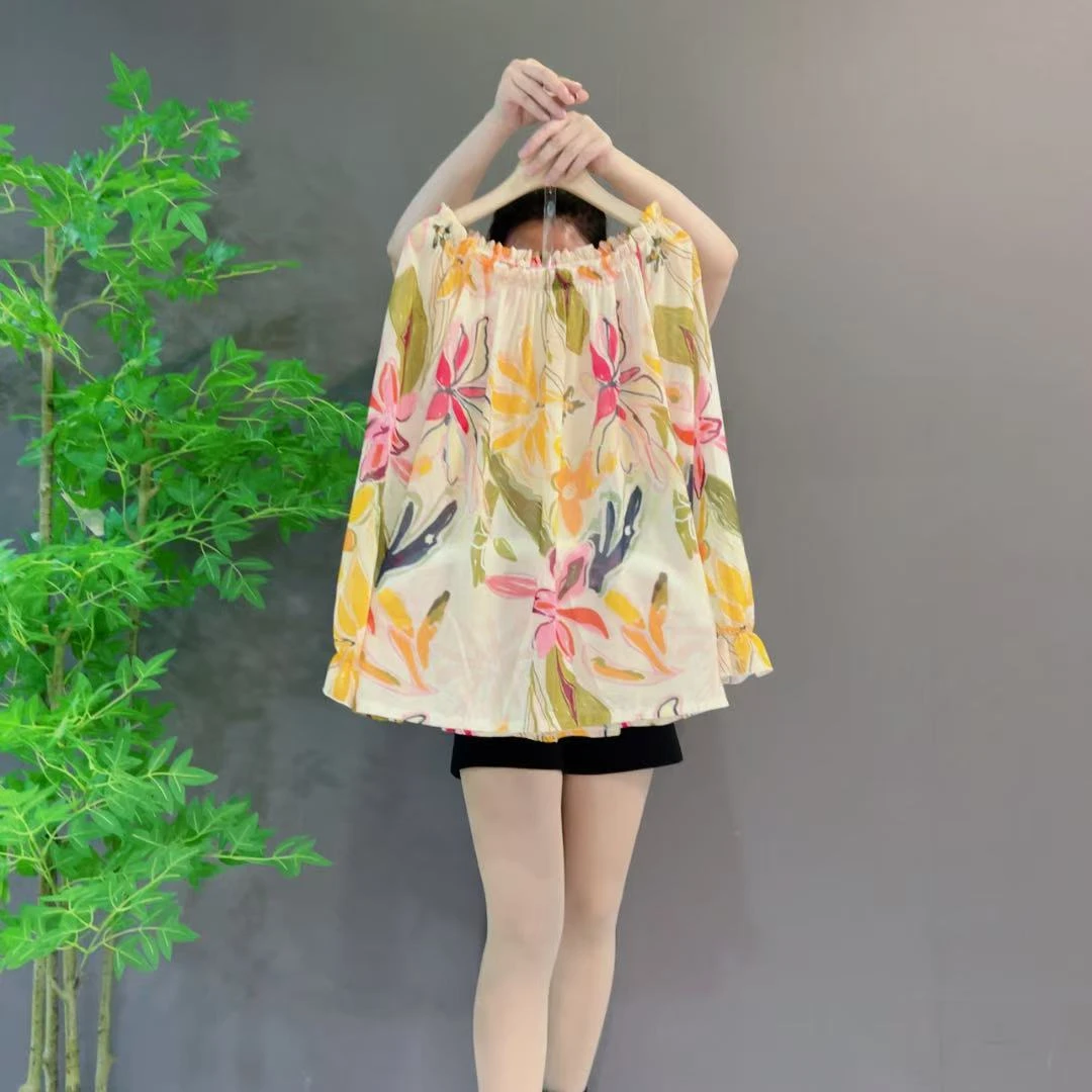 8323春季时尚韩版慵懒风减龄显瘦插肩袖设计感碎花衫气质百搭甜美