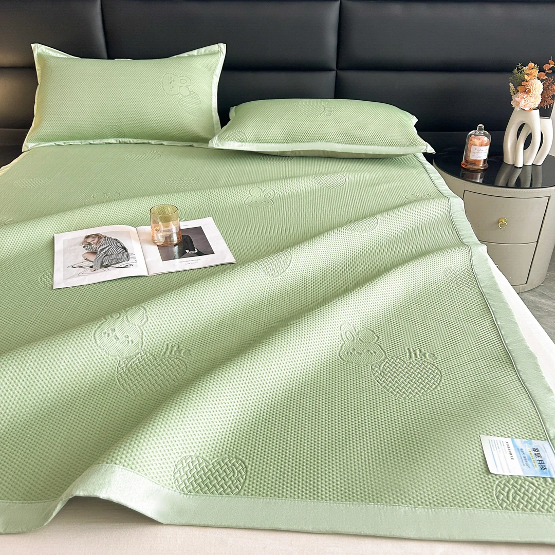 A类母婴凉感冰豆豆夏季提花卡通凉席三件套可水洗 机洗空调席子