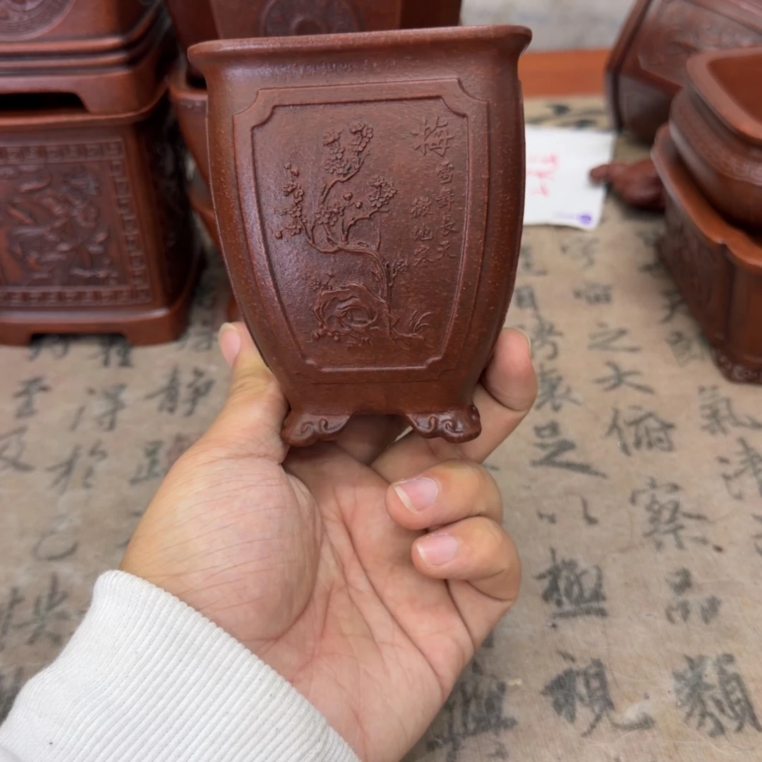 紫砂花盆7.5x9.5内经紫砂花盆