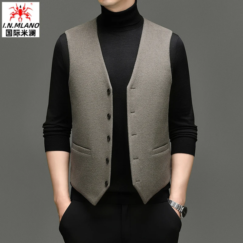 鹅绒背心男士V领加厚羊毛羽绒服内胆马甲保暖坎肩中年内穿马夹男