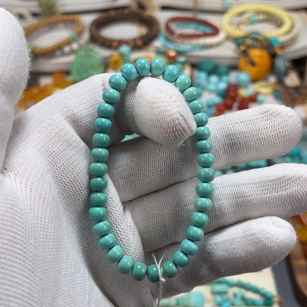 绿松石未镶嵌手链老型手串