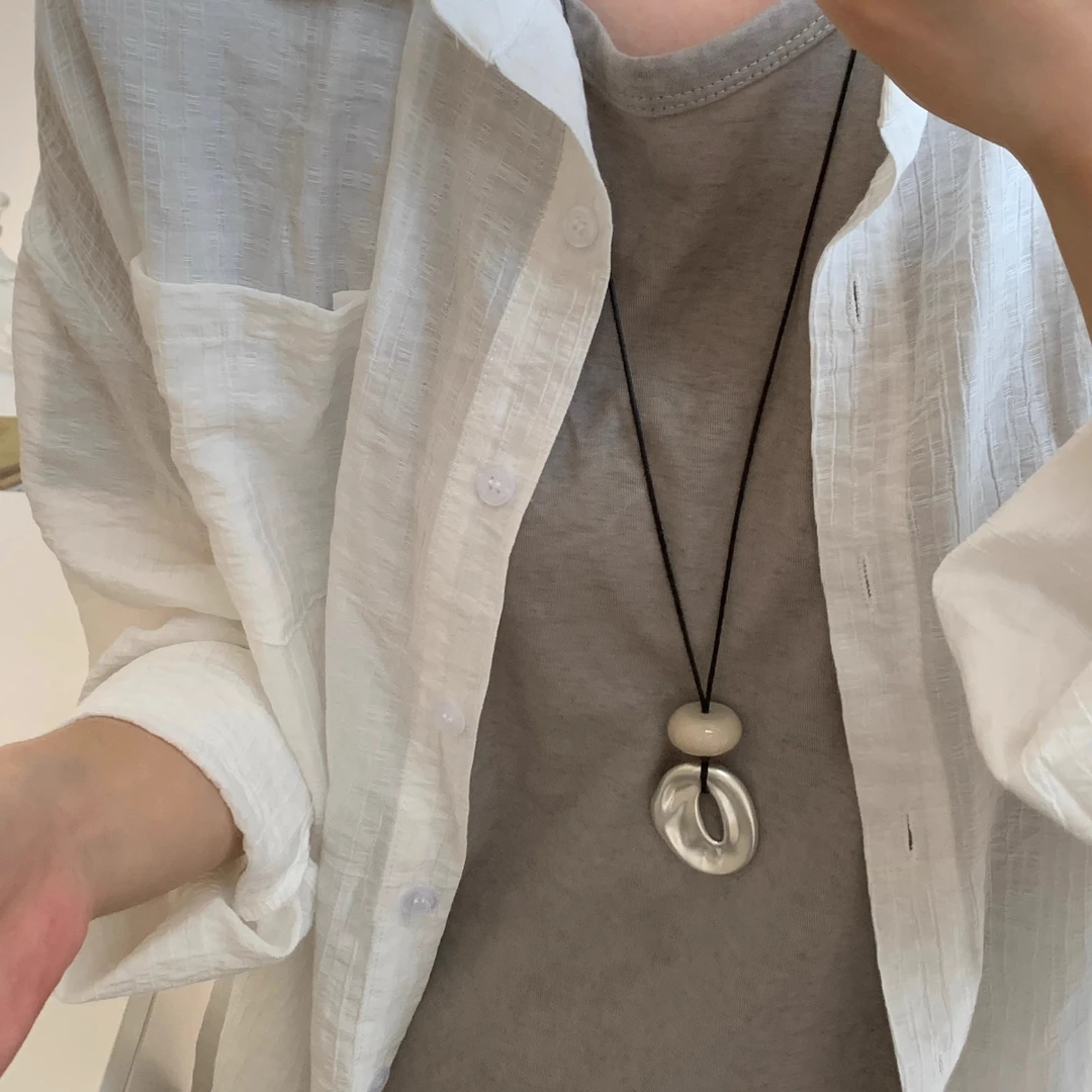 铜合金项链 不规则吊坠长款项链女小众高级感气质锁骨链颈链配饰