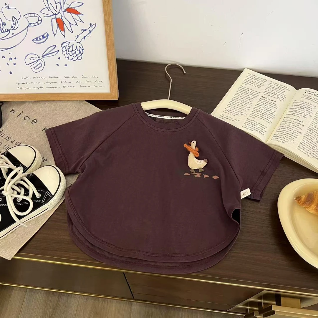 儿童夏季卡通立体小鸭子短袖H2111