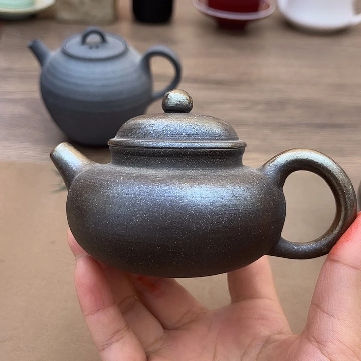 陶摆件柴烧茶壶容天壶