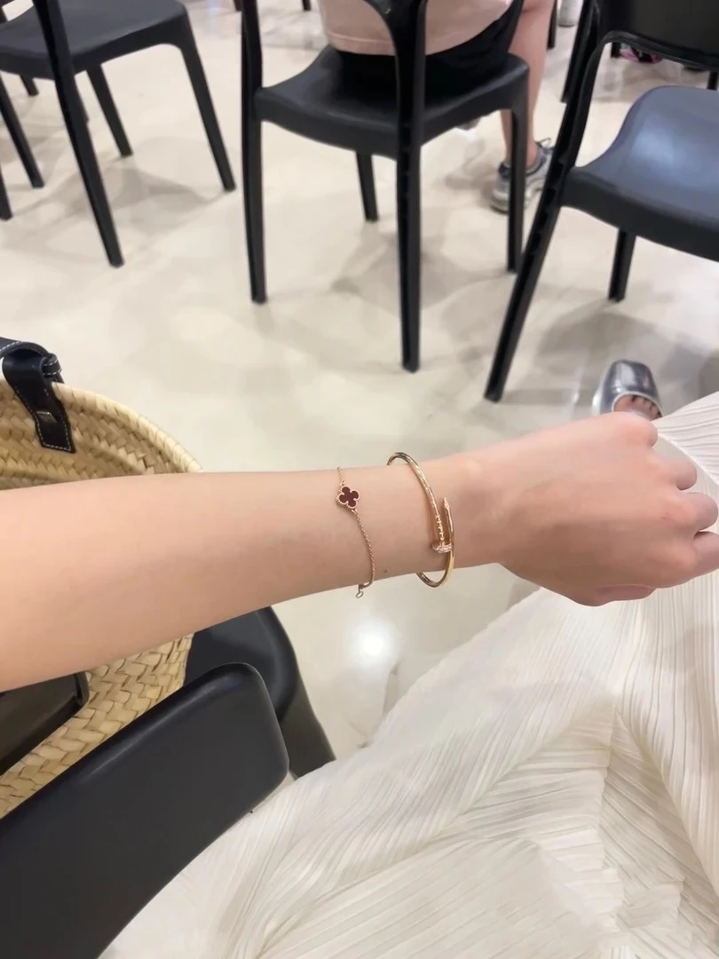 钛钢手镯 Ins头尾锆石钉手镯