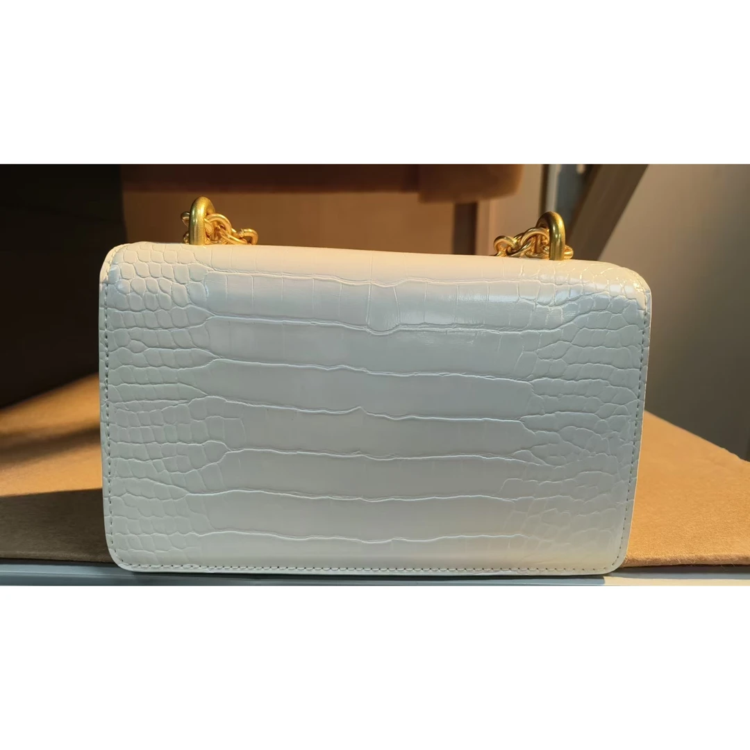 TOLEX2025新款手工时尚手提百搭真皮女包滑白色粉色19cm