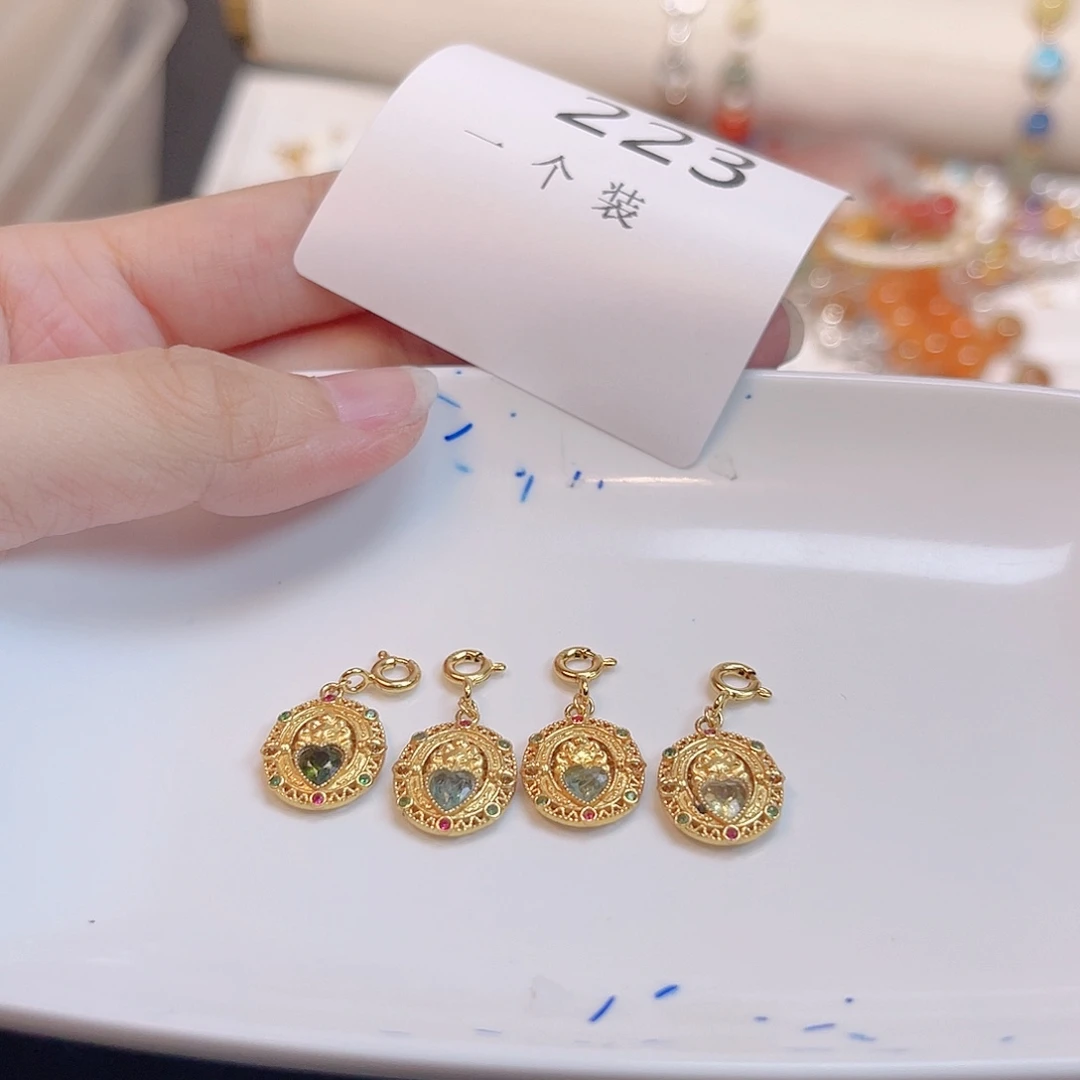 水晶珠宝半成品银S925镀金镶嵌223 。