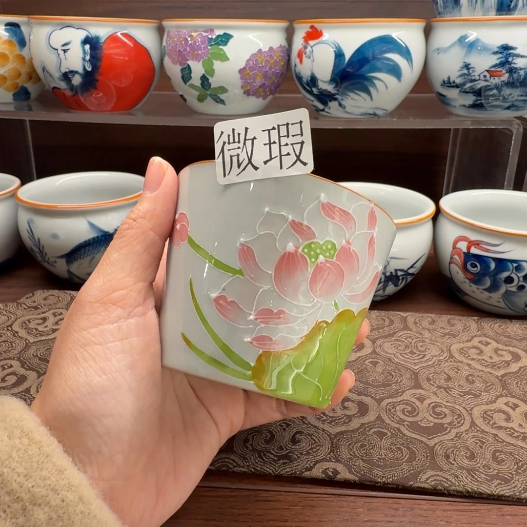 釉下手绘茶具微瑕