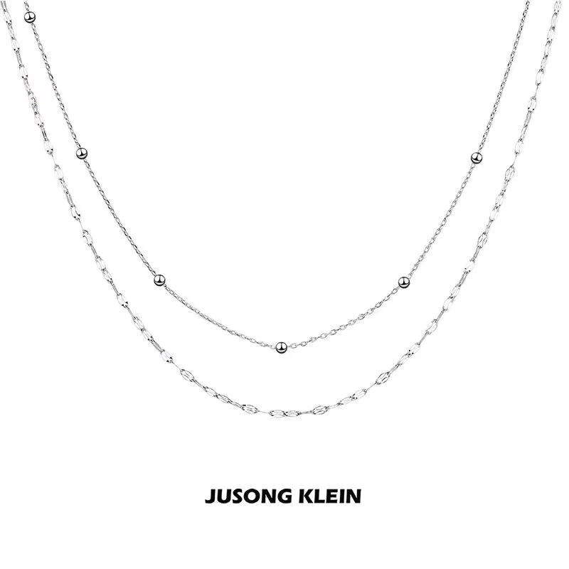 Jusong klein 钛钢项链 双层叠戴项链女小众锁骨链日常百搭劲链潮
