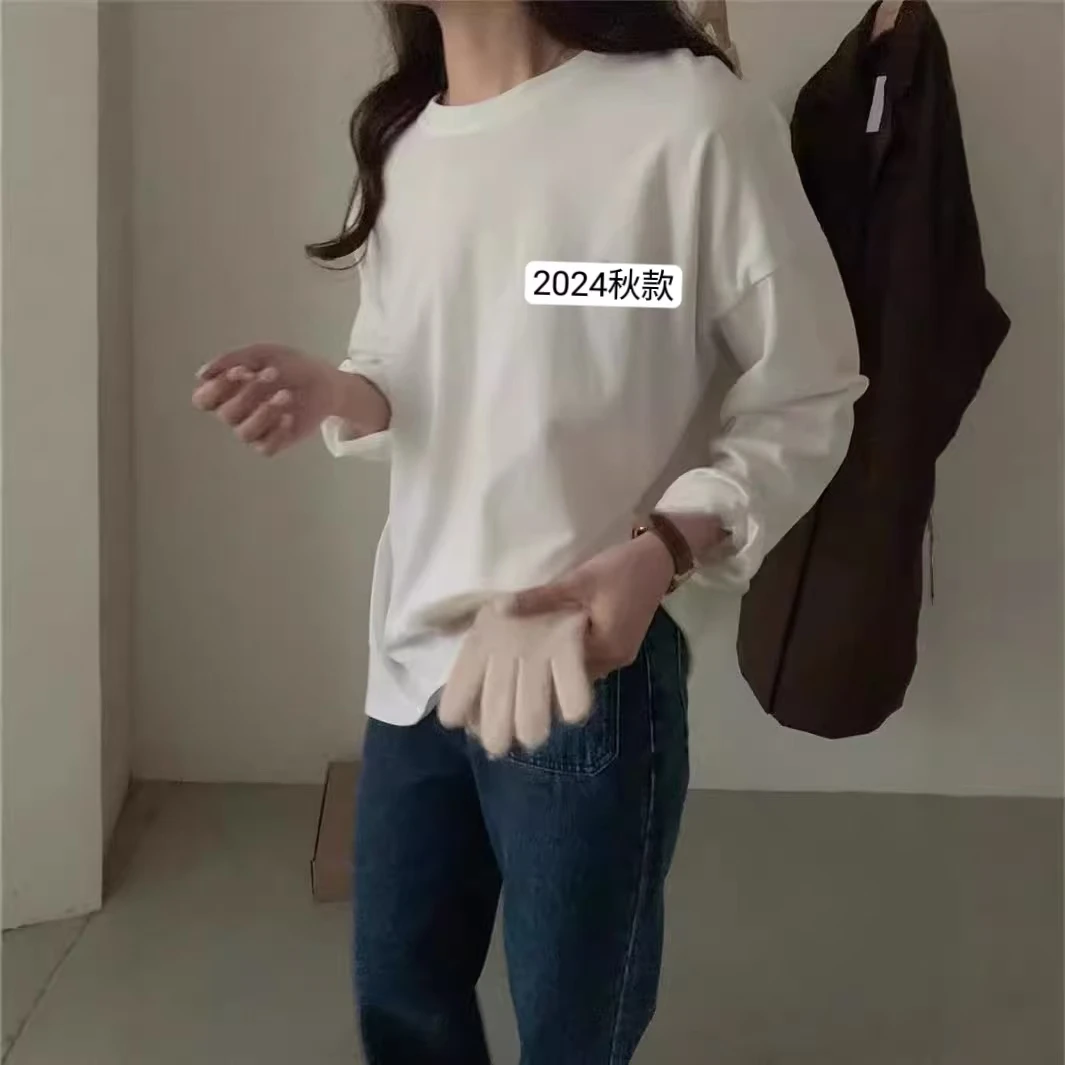 TX4010  秋款慵懒风休闲宽松大版圆领刺绣长袖体恤女 63