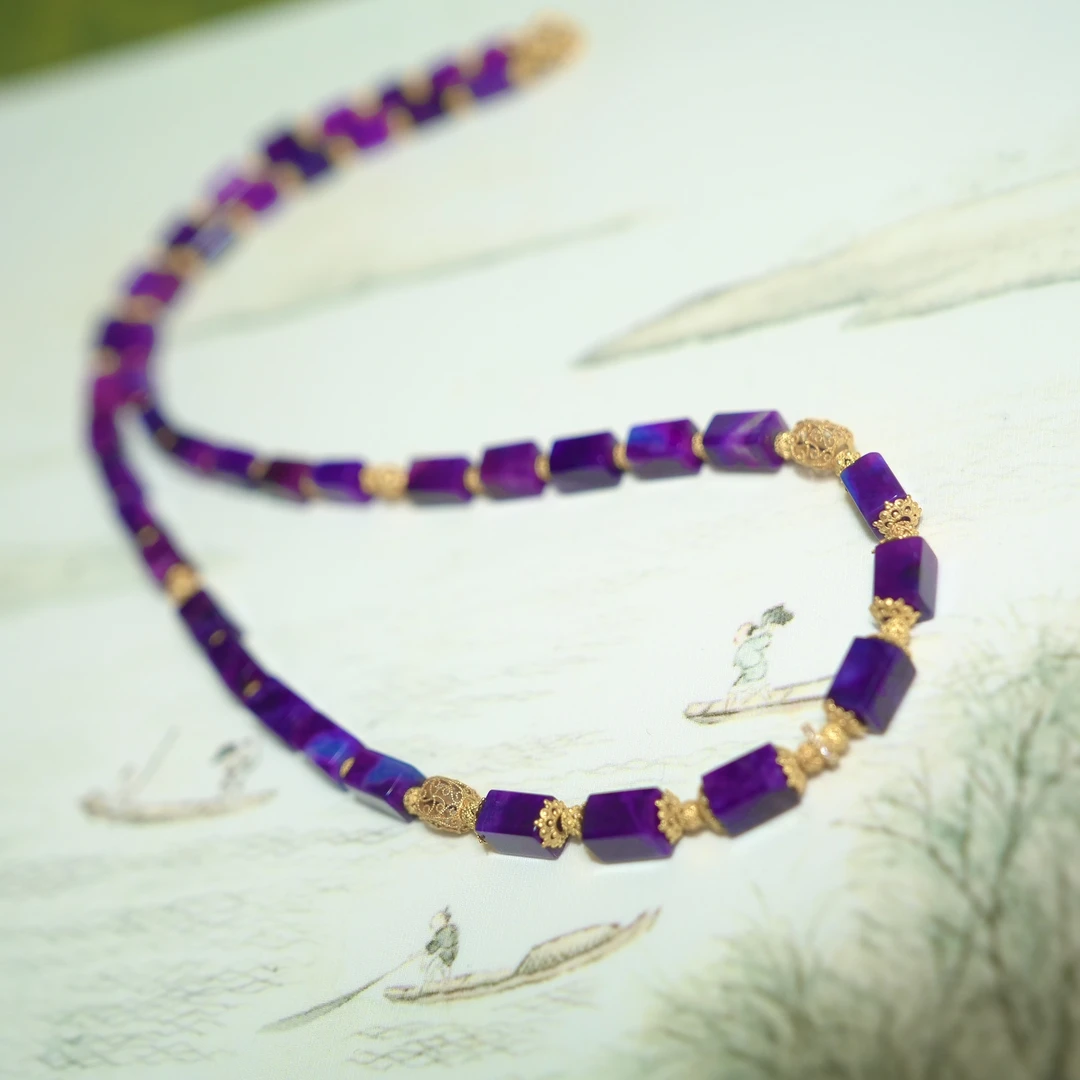 舒俱来凝胶冰种帝王紫项链4.4-5mm左右18421005