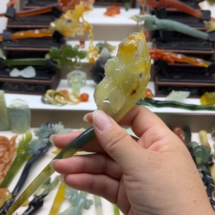 未镶嵌蛇纹石玉岫玉发簪