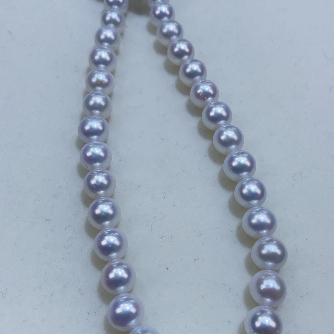 淡水珍珠颈饰银S925镶嵌8.5冷蓝亮瞎眼巨推荐