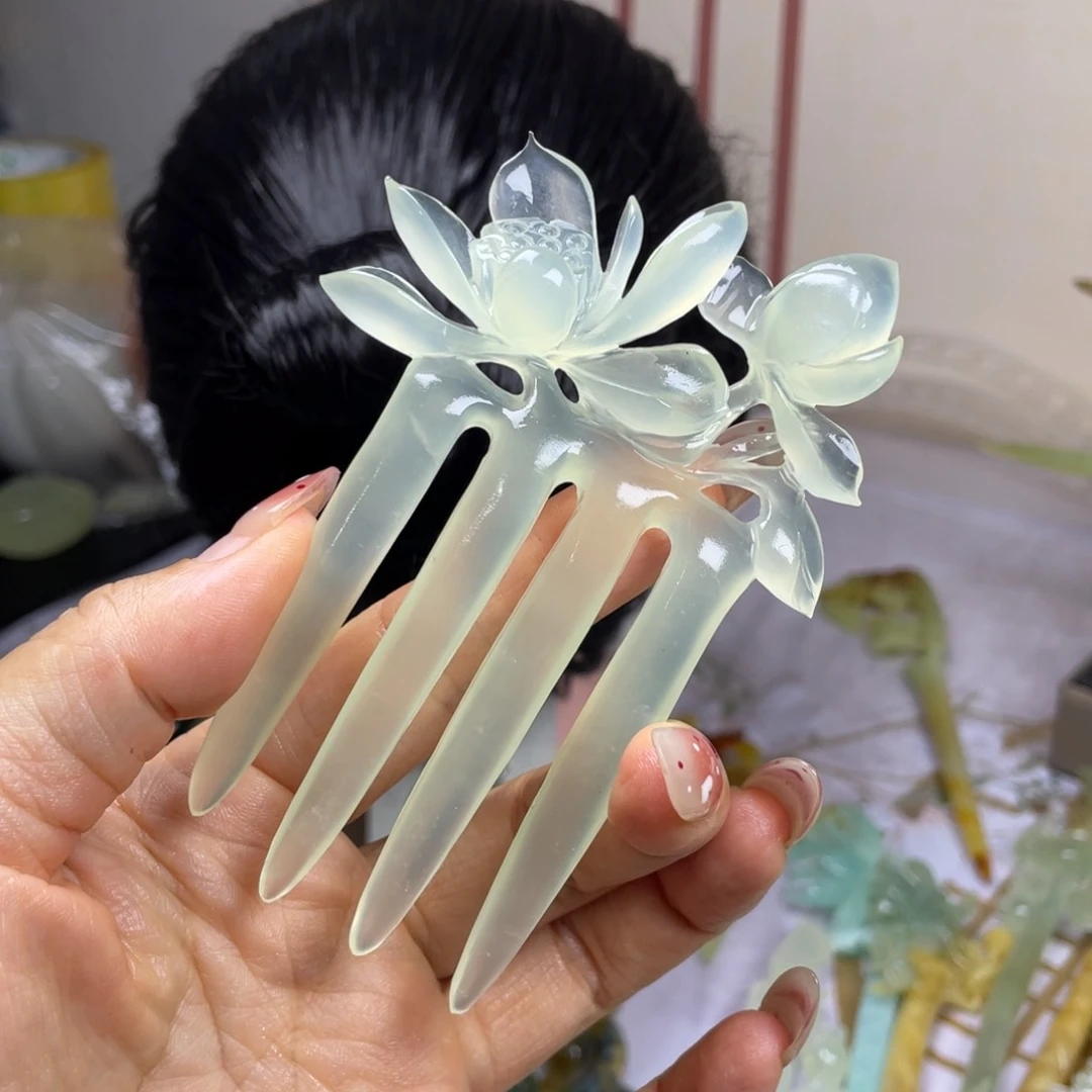 未镶嵌蛇纹石玉发饰网****1