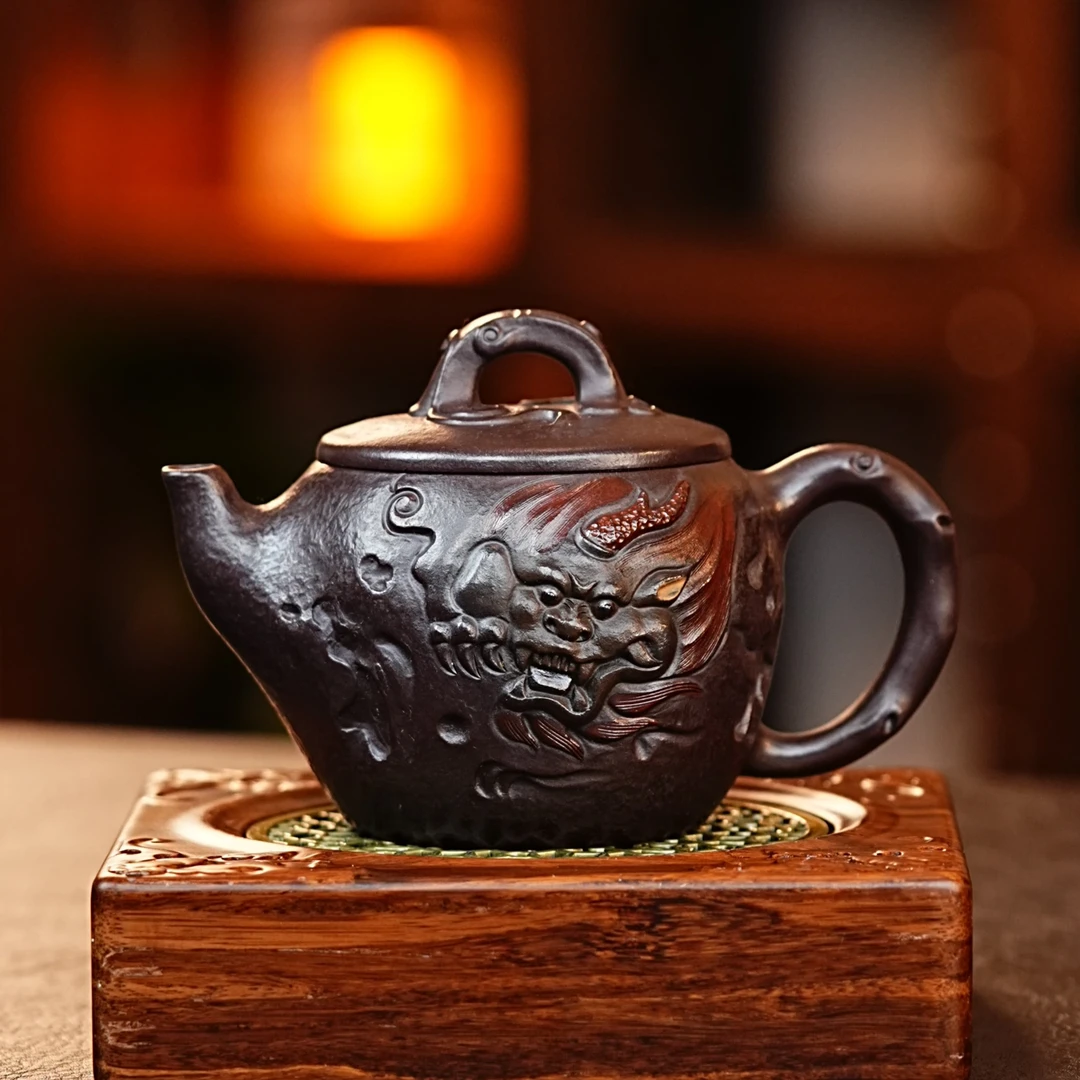宜兴正宗紫砂满瑞兽茶壶全手工紫砂壶网红茶器紫砂高级茶具精美