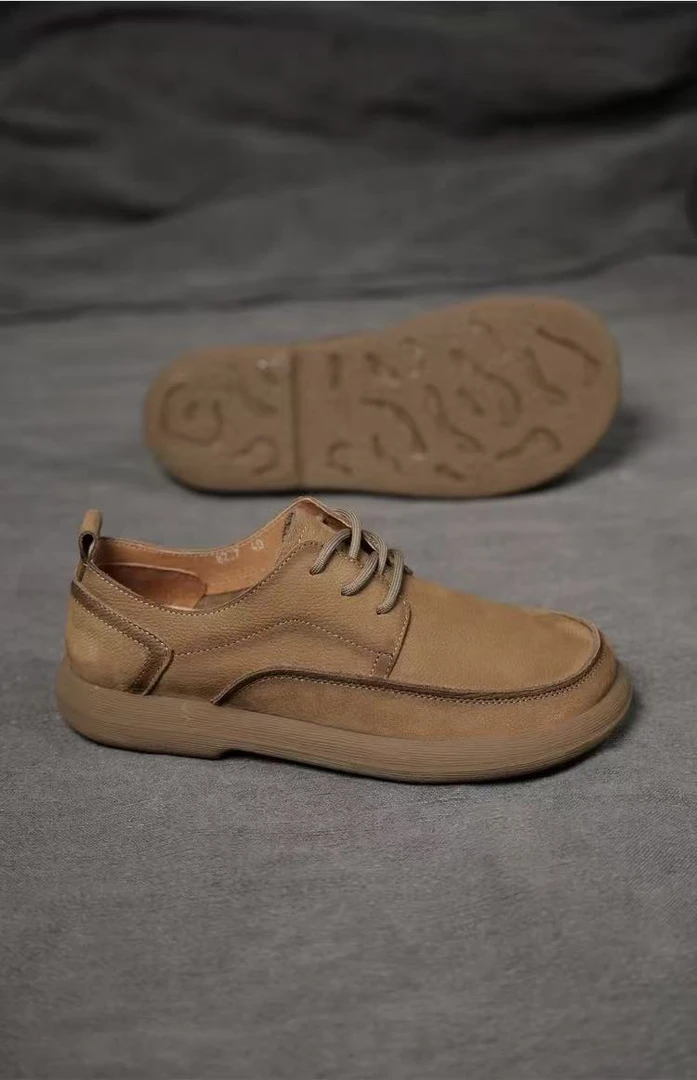 新款时尚百搭复古潮流真皮男士皮鞋软底软面休闲皮鞋