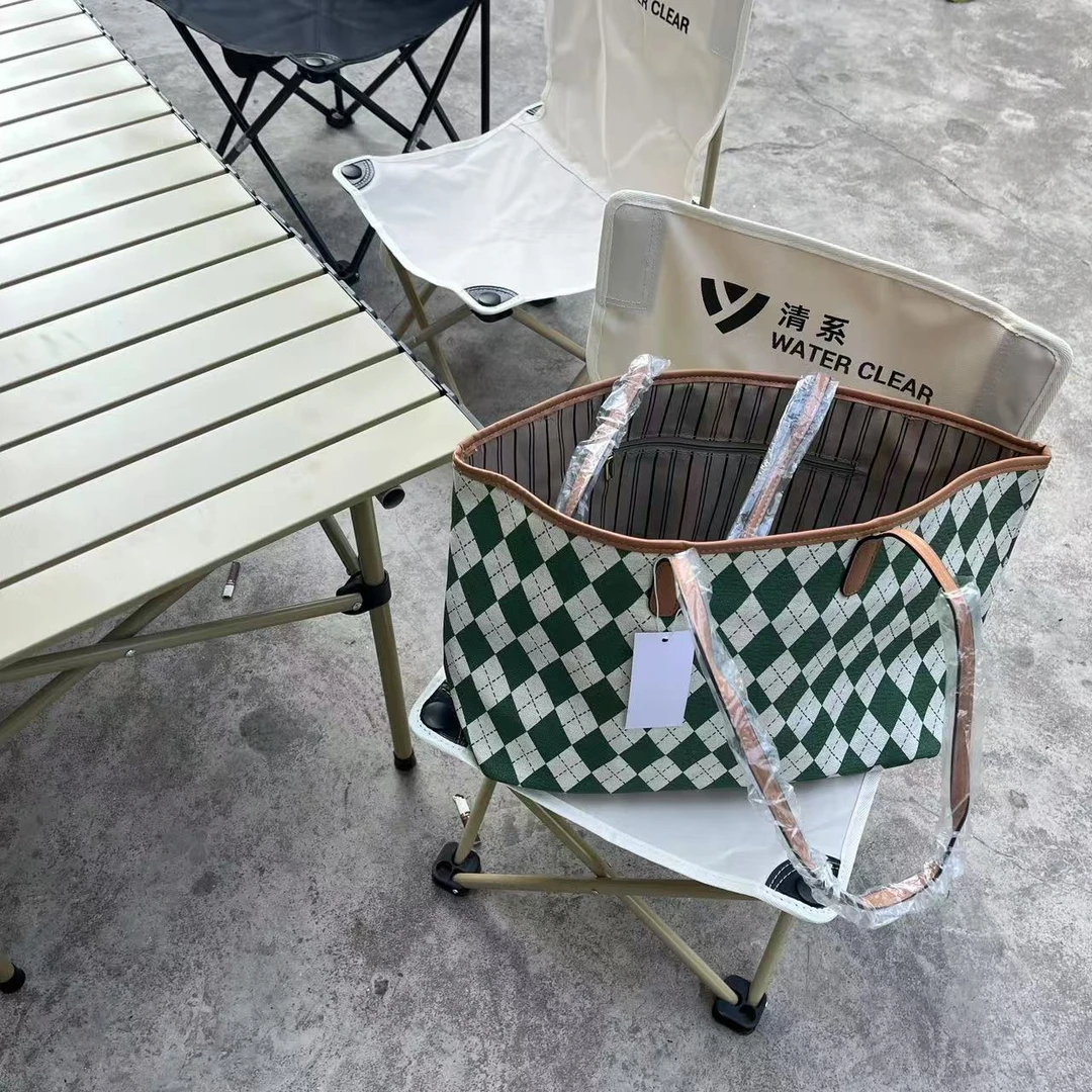 SYPD 吊卡3290！绿色时尚通勤托特包手提包2件套手提包+内胆包0286