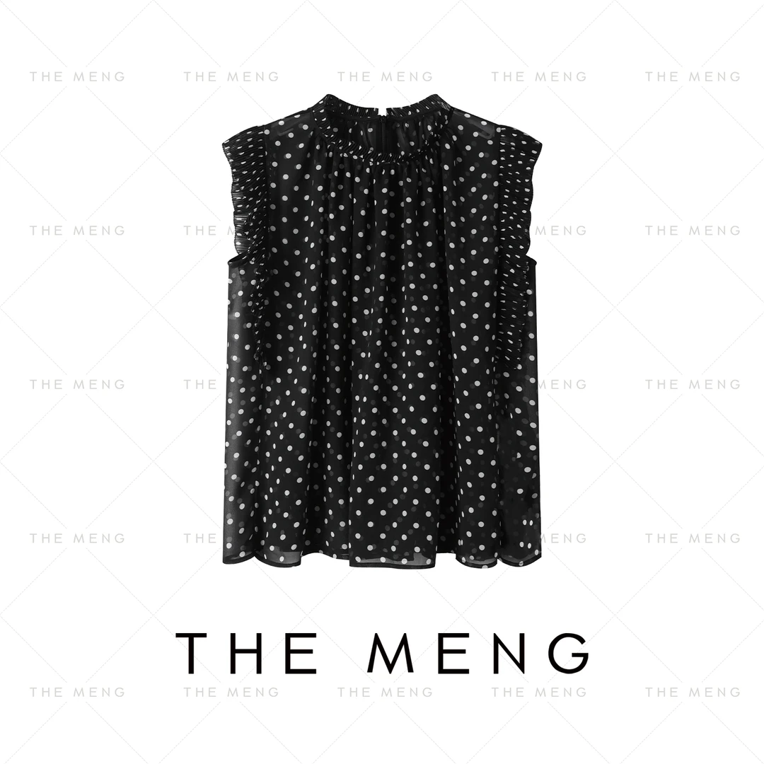 THE MENG【海风】波点优雅通勤显瘦无袖罩衫#M252B0020+M252B0157