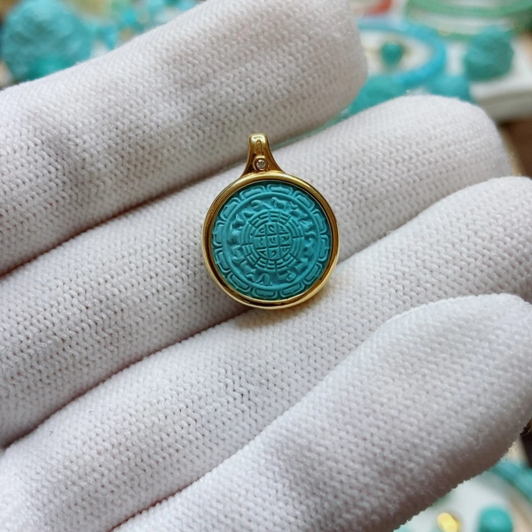 绿松石18K金镶嵌九宫八卦