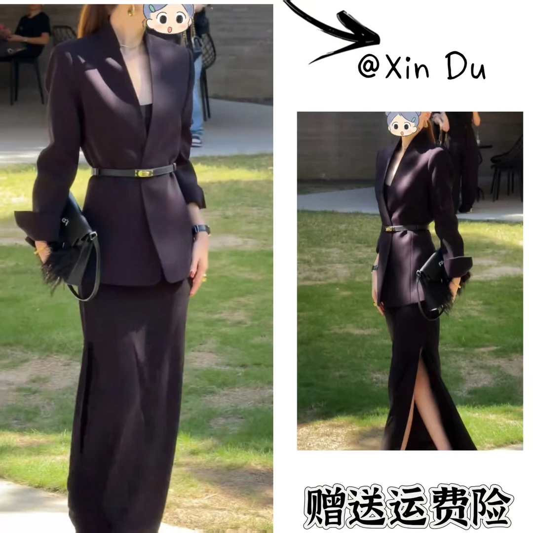 2025秋季新款时尚显瘦气质女士网红洋气两件套百搭款D22836