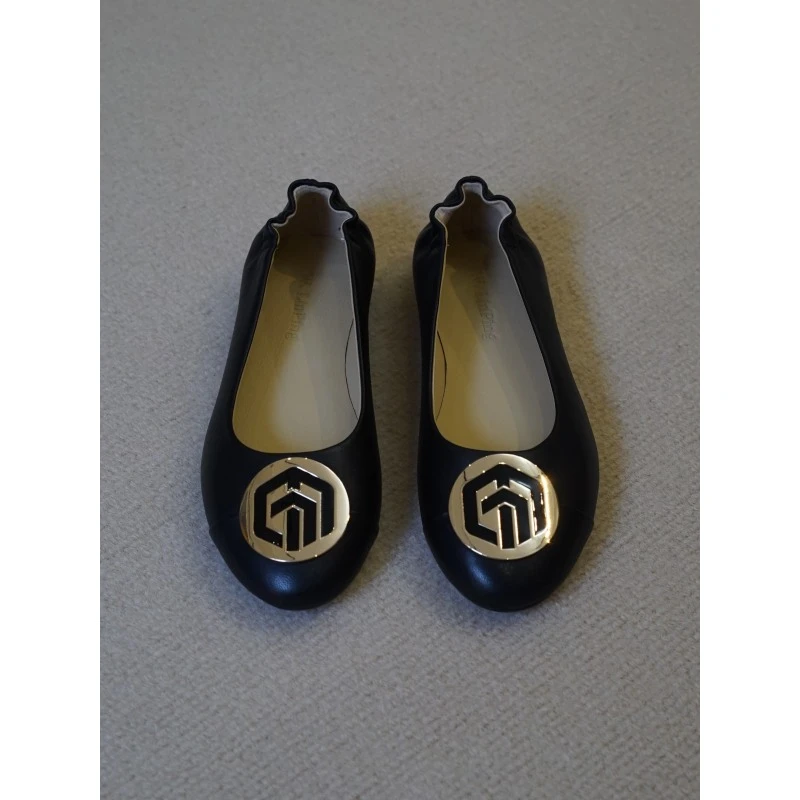 圆口进口真皮单鞋芭蕾皮鞋