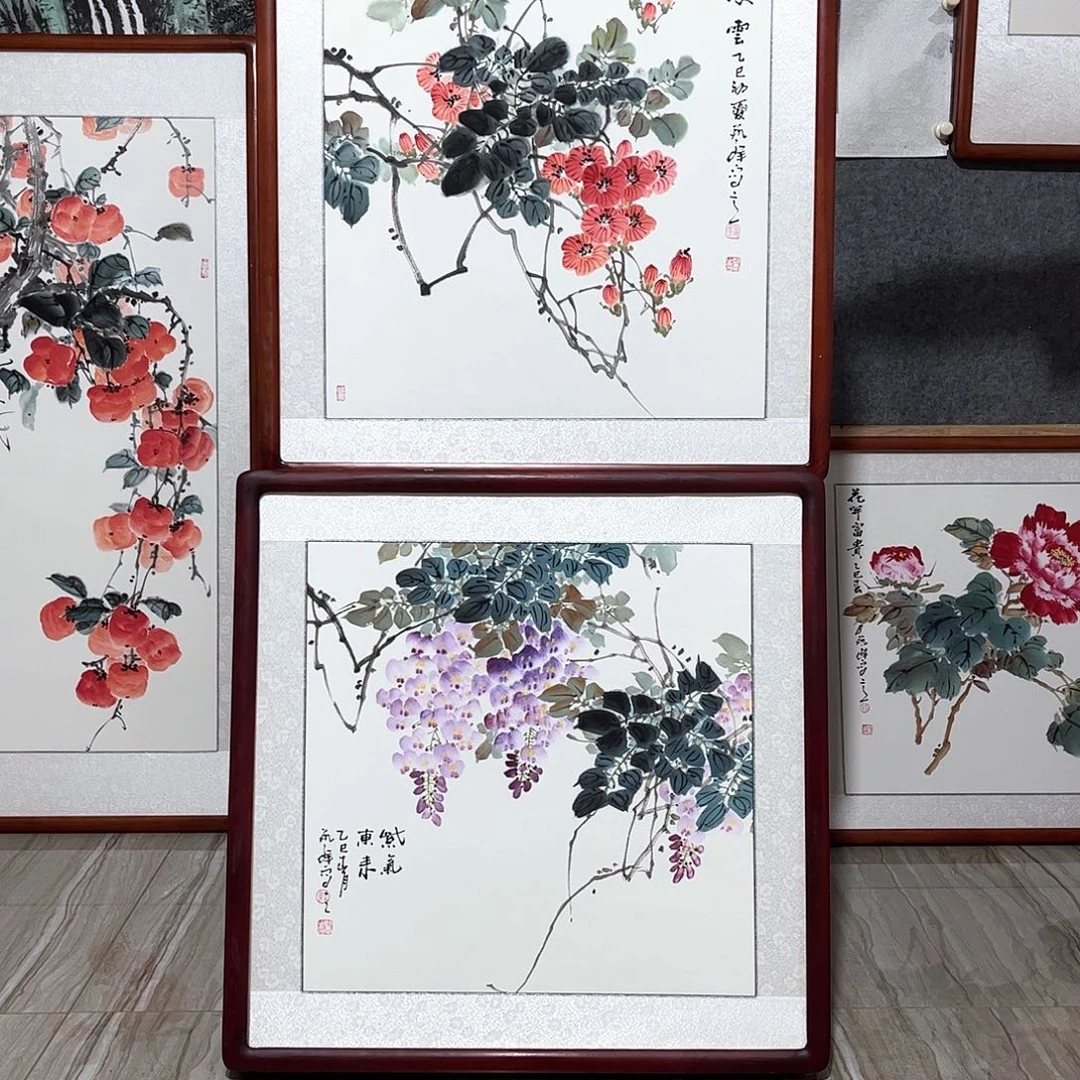 国画书画作品带框63×63厘米