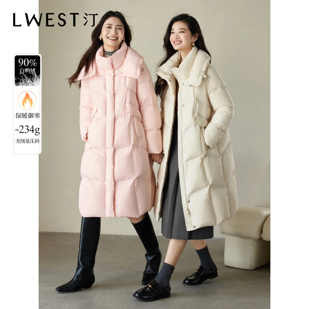 朗文斯汀2024冬季新款时尚立领中长款保暖鸭绒外套DTMA4510A12758