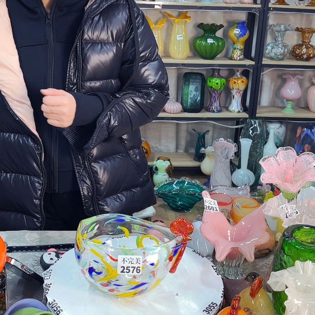 2576花鸡碗家悦琉璃工艺品不完美