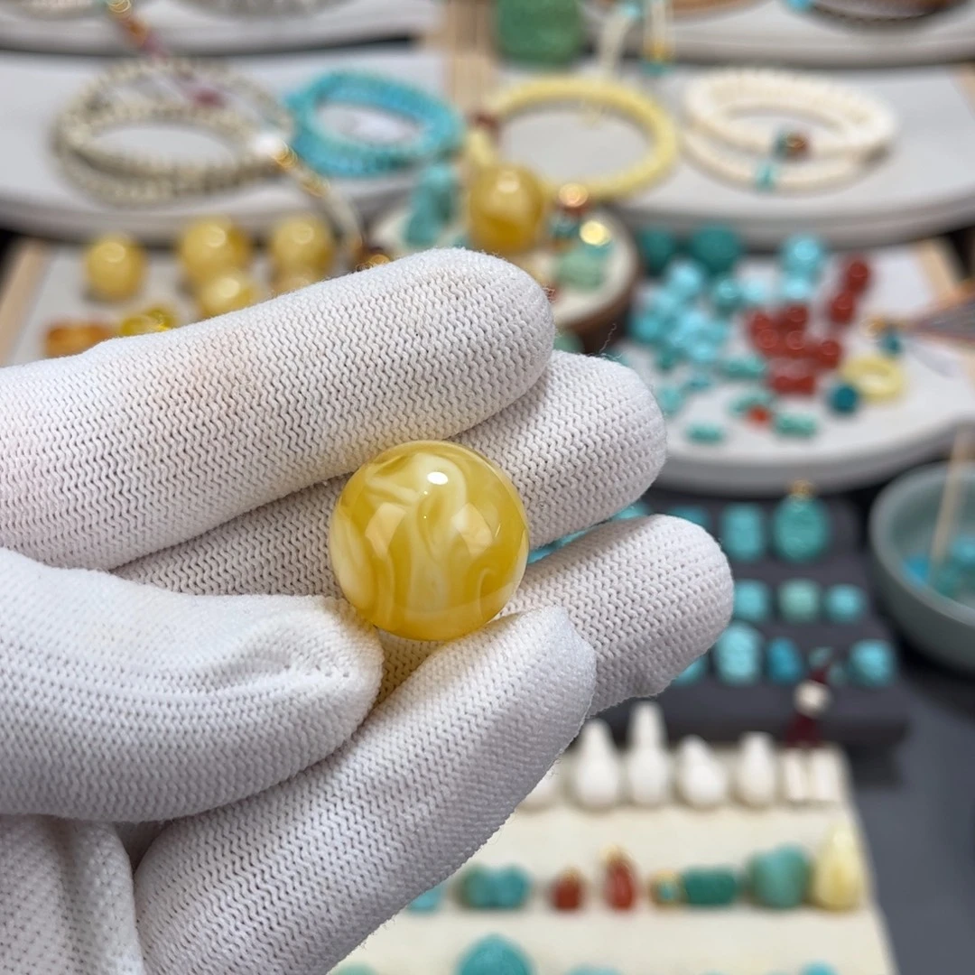 蜜蜡未镶嵌裸石圆珠