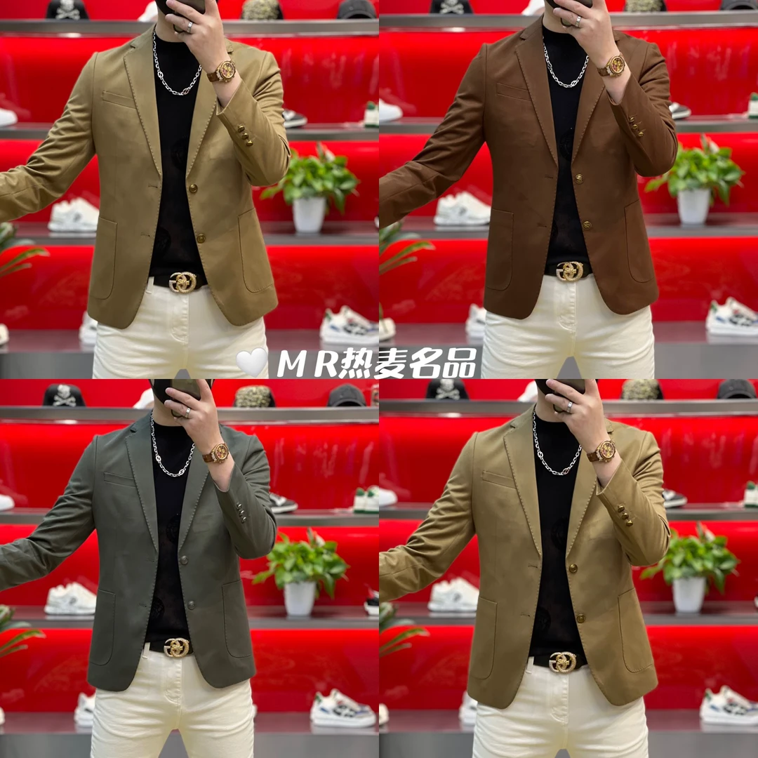 【热麦甄选】2025秋冬长袖西装简单轻奢款男士修身潮流百搭韩版外套