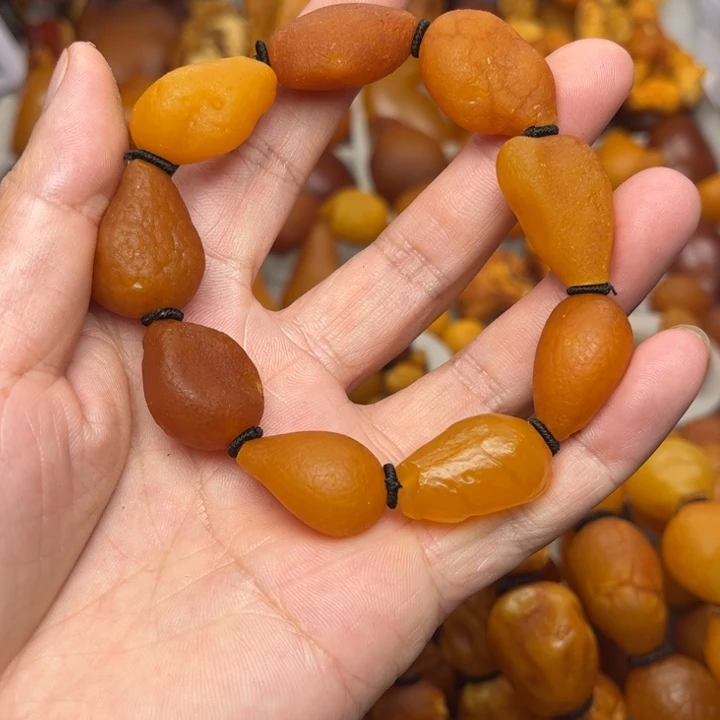 琥珀未镶嵌裸石天然蜜蜡手串