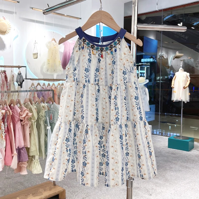 女童挂脖连衣裙夏季2025新款儿童波西米亚裙子夏装女孩沙滩裙洋气