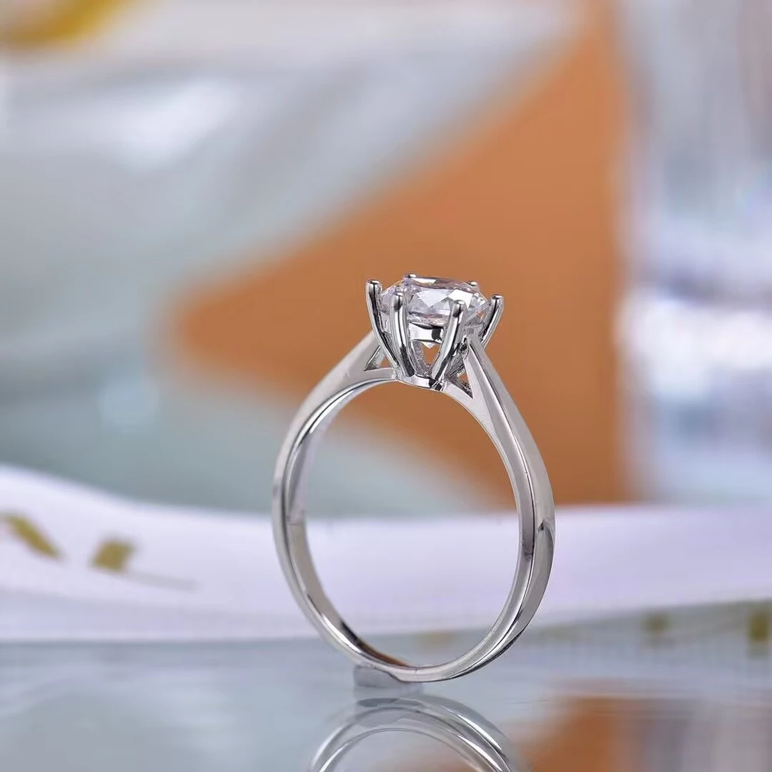 925银莫桑石戒指 【周家经典六爪】时尚结婚女款