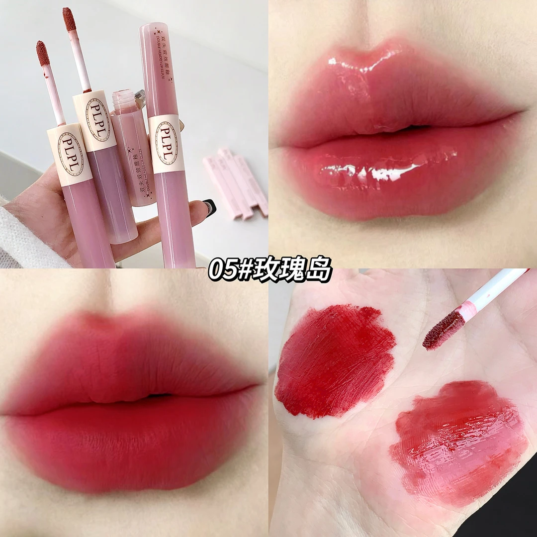 双头唇釉镜面水光透明唇蜜丝绒哑光唇泥不易沾杯两用
