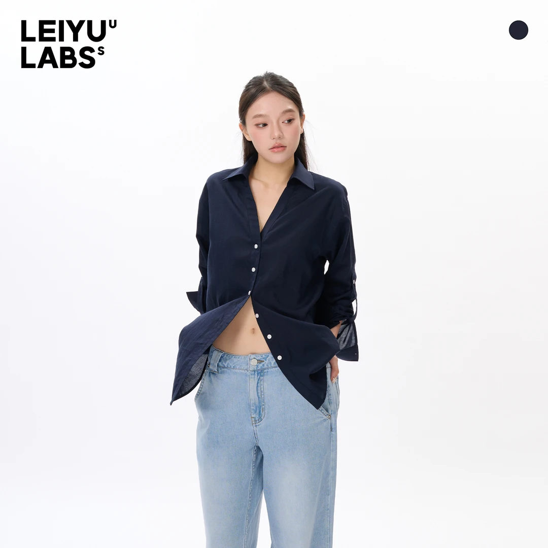 LEIYU LABS天丝亚麻透气舒适防晒衬衫女2025夏年新款宽松休闲衬衣