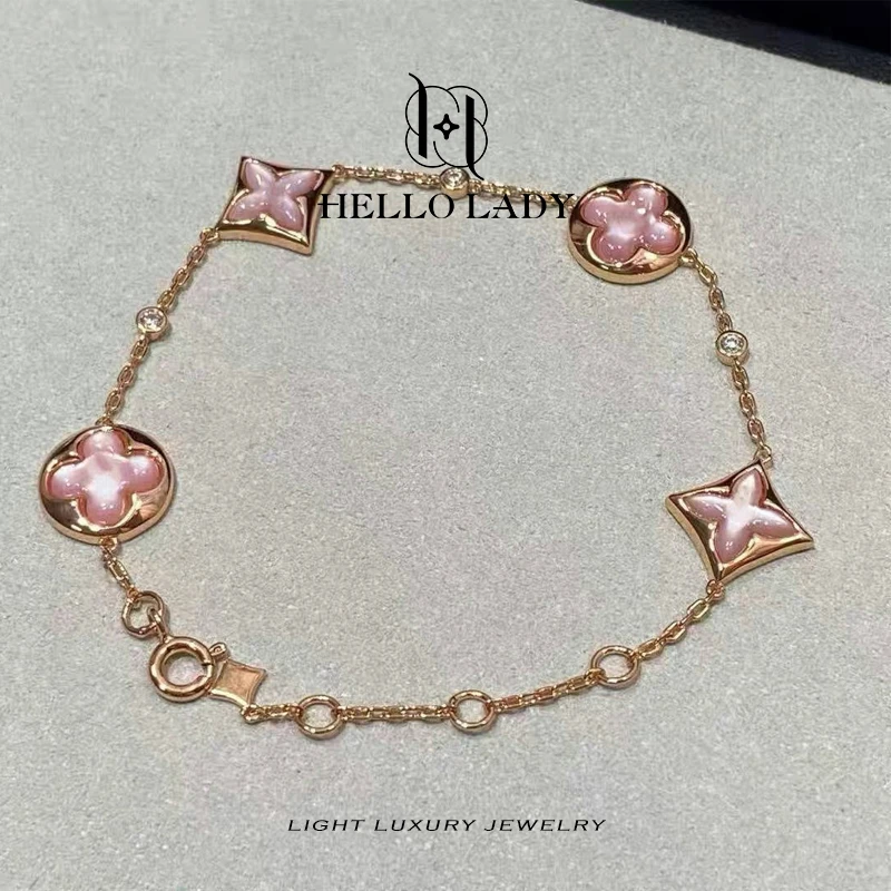 【V金版本】精工CNC 粉色尖花手链1547