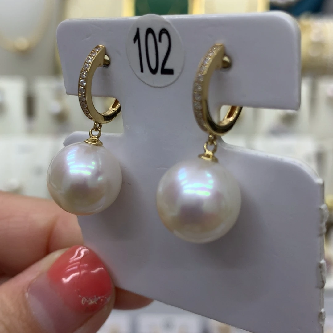 淡水珍珠耳饰18K金镶嵌