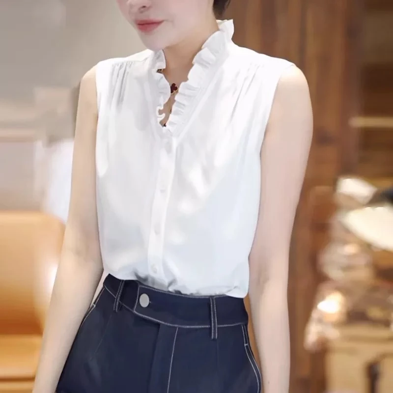 【面料升级 立挺不软趴】V领花苞领显瘦气质秋冬女士百搭内搭背心