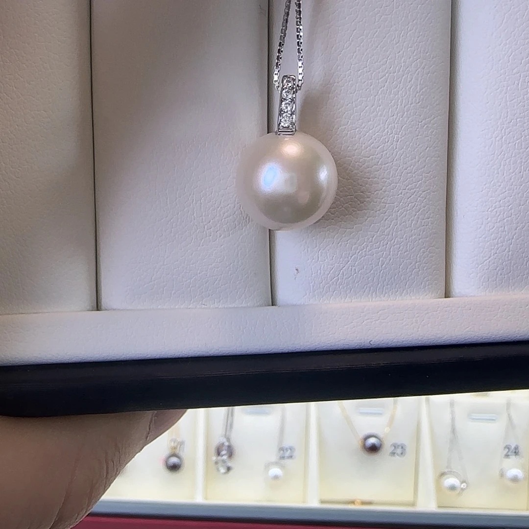 颈饰淡水珍珠银S925镶嵌11～12吊坠