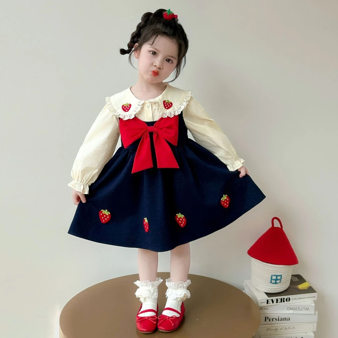 女童连衣裙春秋季新款儿童洋气可爱公主风背带裙套装宝宝韩版裙子