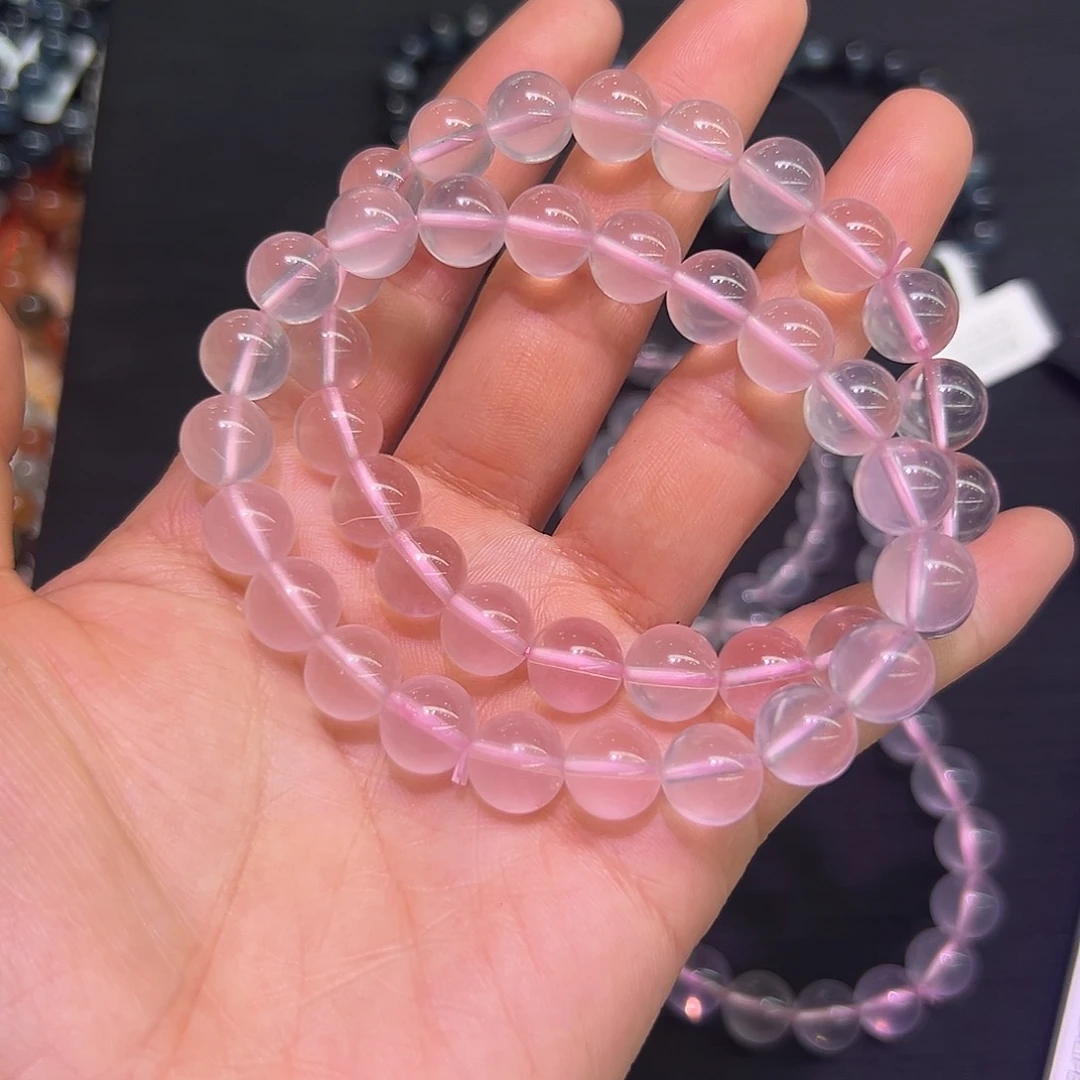 水晶手链未镶嵌9mm星光莫粉发一件